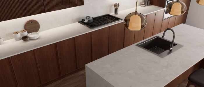 монолитна кухня с технически камък